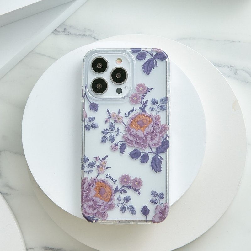 【COACH】iPhone 13 Series Premium Mobile Phone Anti-drop Protective Case-Peony - เคส/ซองมือถือ - พลาสติก สีใส