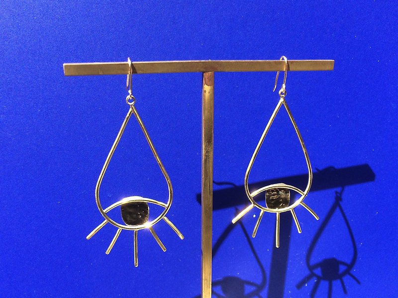 14k gold-filled eye shape brass earrings II The providence eye dangles - Earrings & Clip-ons - Copper & Brass Gold