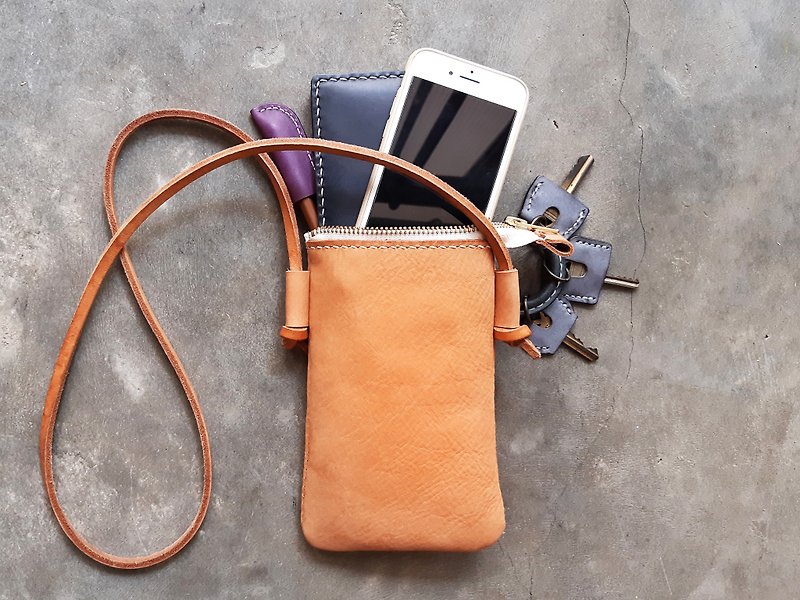 ストレートボディジッパークロスボディバッグよく縫う革 DIY 素材バッグサイドバックパック旅行電話メッセンジャーバッグ - 革細工 - 革 ブラウン