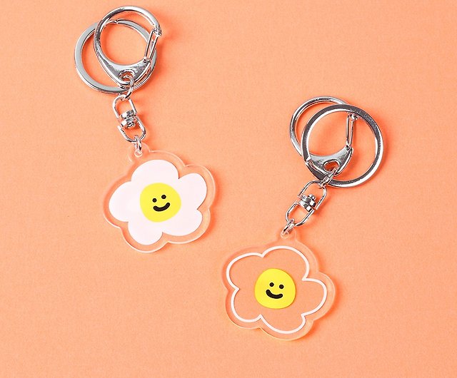 Smile Flower Charm Acrylic Key Ring 2 Combination Offer - Shop