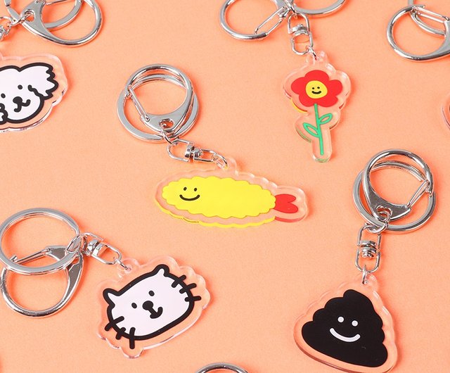 Smile Flower Charm Acrylic Key Ring 2 Combination Offer - Shop