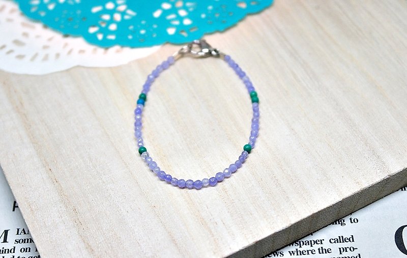 Natural stone bracelet _ Purple Dream Button - Bracelets - Gemstone Purple