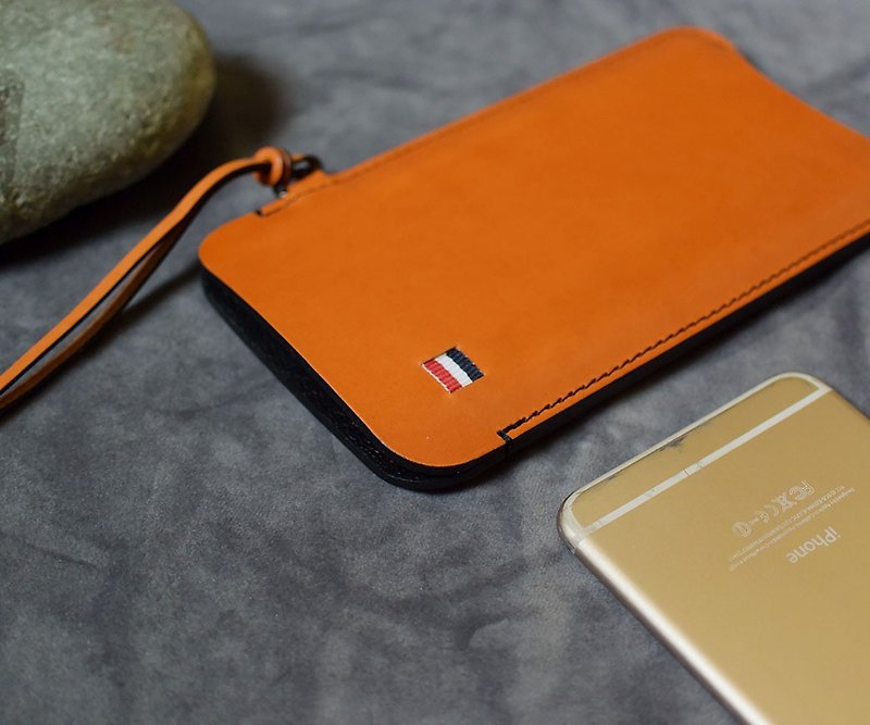 Three-color standard rounded corner genuine leather mobile phone case suitable for bare metal - เคส/ซองมือถือ - หนังแท้ 