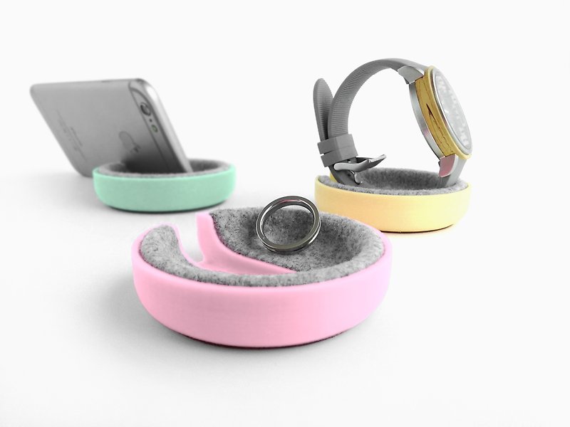 Unique multifunctional tray, Watch stand, Smartphone stand, Smart phone stand - Phone Stands & Dust Plugs - Wool Pink