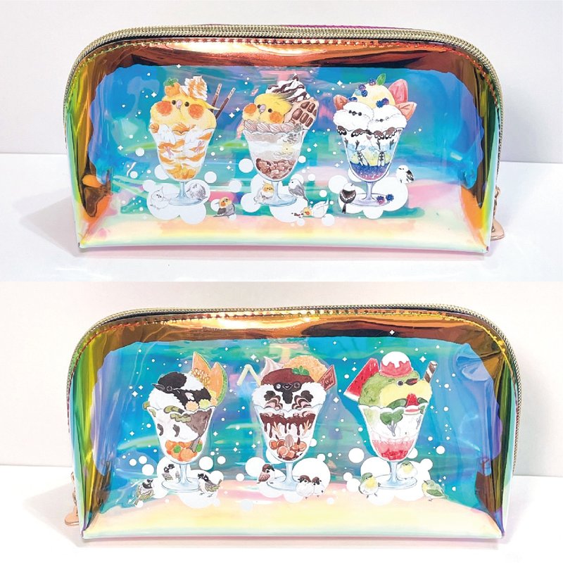 Rolia's Handmade Summer Sundae Colorful Laser Cosmetic Bag Pen Case (A-Xuanfeng/Tit/Wild Bird) - กระเป๋าเครื่องสำอาง - พลาสติก 