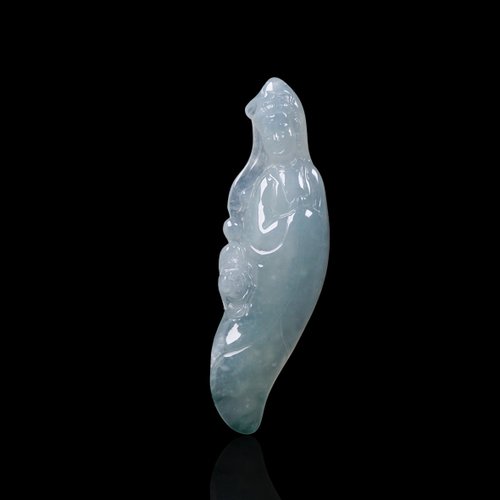 瓔珞翡翠 冰種飄花翡翠合掌觀音菩薩 | 天然緬甸玉翡翠A貨 | 送禮