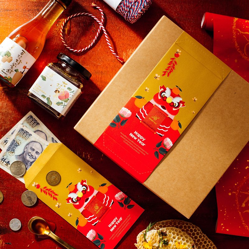 春節紅包甜蜜禮盒 - 蜂蜜/黑糖 - 其他材質 紅色