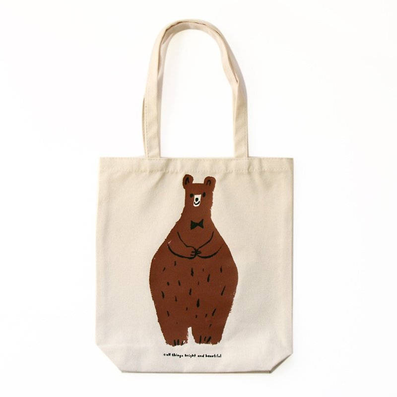I'm here for you - Bear tote bag - กระเป๋าแมสเซนเจอร์ - ผ้าฝ้าย/ผ้าลินิน สีนำ้ตาล