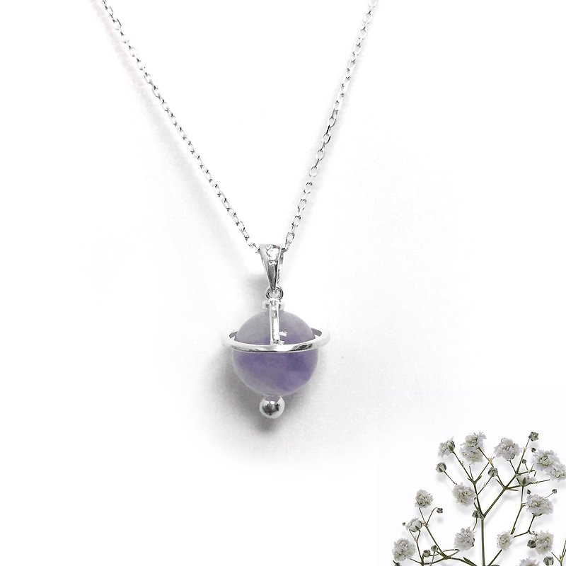Light Purple Stone Necklace | Light Purple Universe Necklace | Amethyst Necklace - สร้อยคอ - เงิน สีม่วง