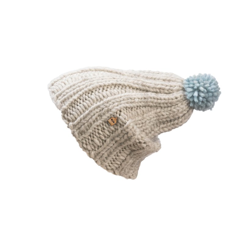 KAAMOS adult handmade wool hat (light gray blue ball) - หมวก - ขนแกะ สีเทา