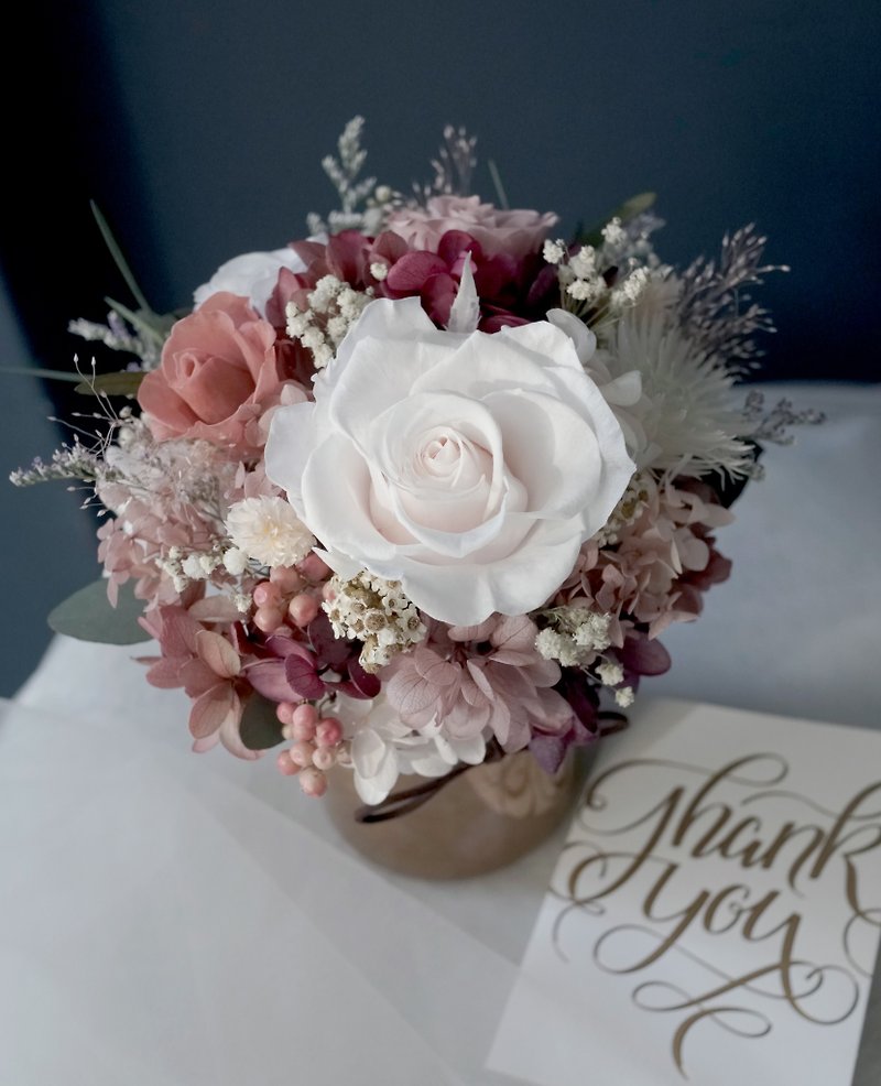 Mother's Day Teacher Appreciation Graduation Bouquet Graduation Flower Gift Selection Red Bronze Gold Vase Everlasting Flowers Roses - Dried Flowers & Bouquets - Plants & Flowers Red