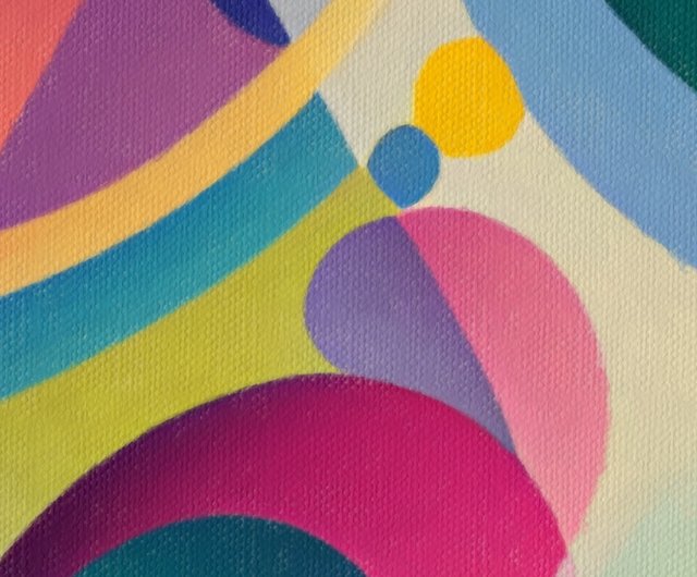 アクリル画　無題 幾何学的な抽象アート キャンバスに青いアクリル絵の具