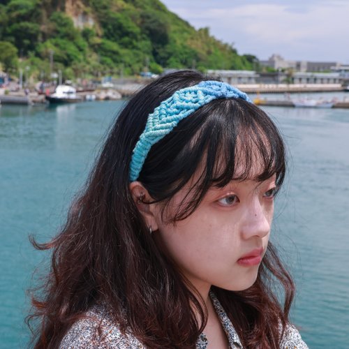 蚤操染織 Fleacise 海面 手染編織鬆緊髮帶 成人兒童皆可配戴 職人手工染製