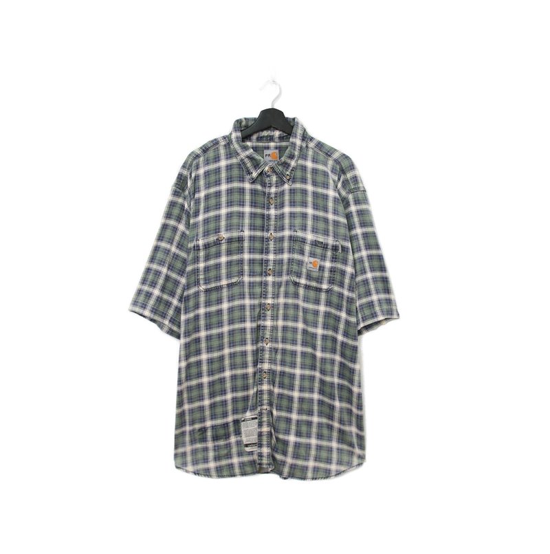 Back to Green-品牌襯衫 carhartt 綠格紋 d-07 vintage shirt - 男襯衫/休閒襯衫 - 棉．麻 