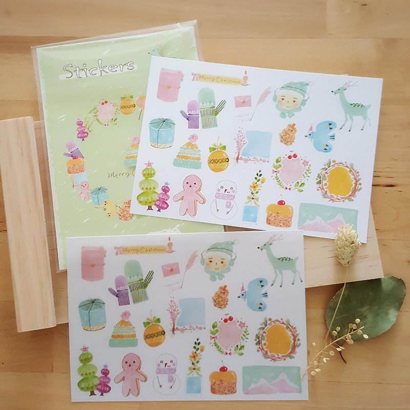DIY pink and tender Christmas stickers (2 sheets, 1 group can pick paper) - สติกเกอร์ - กระดาษ 