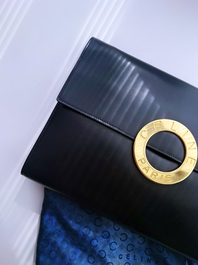 中古包 CELINE 大金環深藍信封包單肩包斜揹包斜背包斜揹袋手拿包 - 側背包/斜背包 - 真皮 藍色