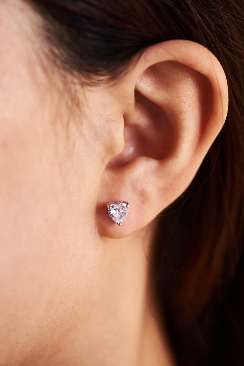 ShinyHeart Diamond Earring • 18K gold • Gold Vermeil - ต่างหู - เงินแท้ สีเงิน