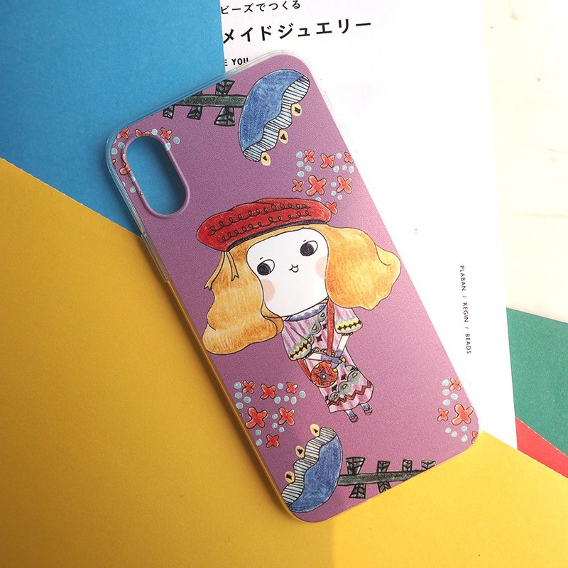 紫色日系包子小姐iPhonex手機殼客製化全包耐摔手機殼原創插畫 - 手機殼/手機套 - 塑膠 紫色