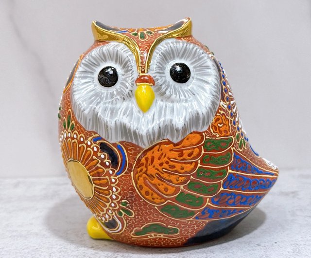 九谷焼のフクロウ | 詳細な塗装 - ショップ