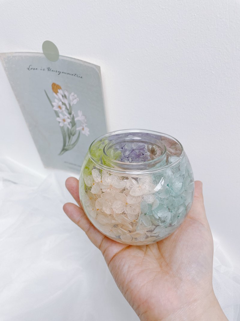 【可客製】 繡球花果凍蠟燭台 + 4 粒手工香氛茶蠟 set - 香氛蠟燭/燭台 - 蠟 