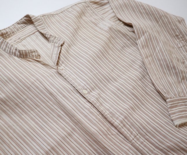 Fuji Bird Vintage 1930s French striped work shirt French Antique