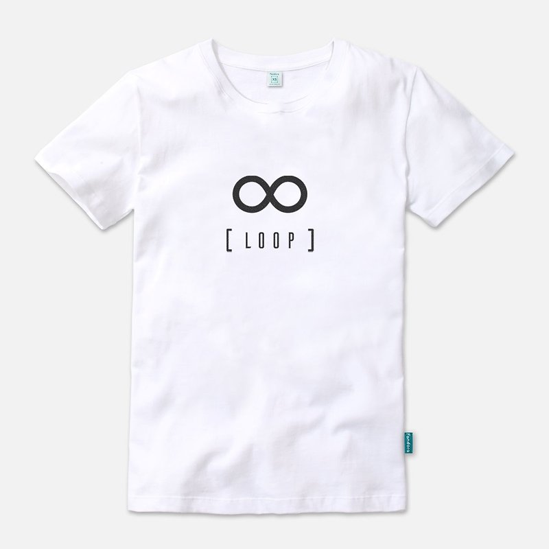 Unlimited LOOP  - ニュートラル半袖Tシャツ - トップス ユニセックス - コットン・麻 ホワイト