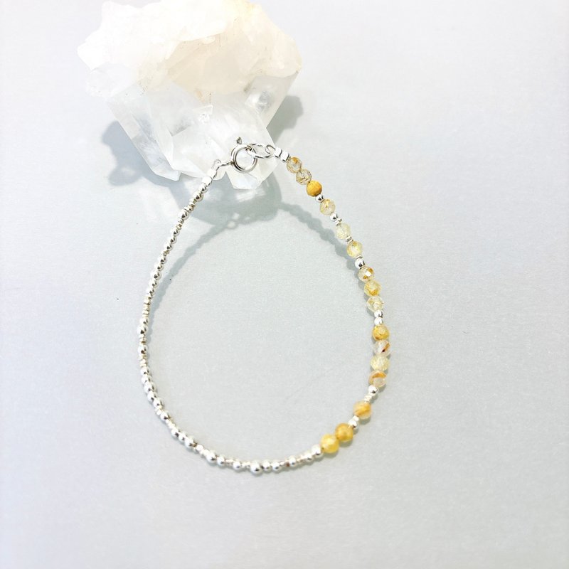 Ops Rutilated Quartz bracelet-銀/黃髮晶/招財/太陽神經叢/手鍊 - 手鍊/手環 - 其他金屬 金色