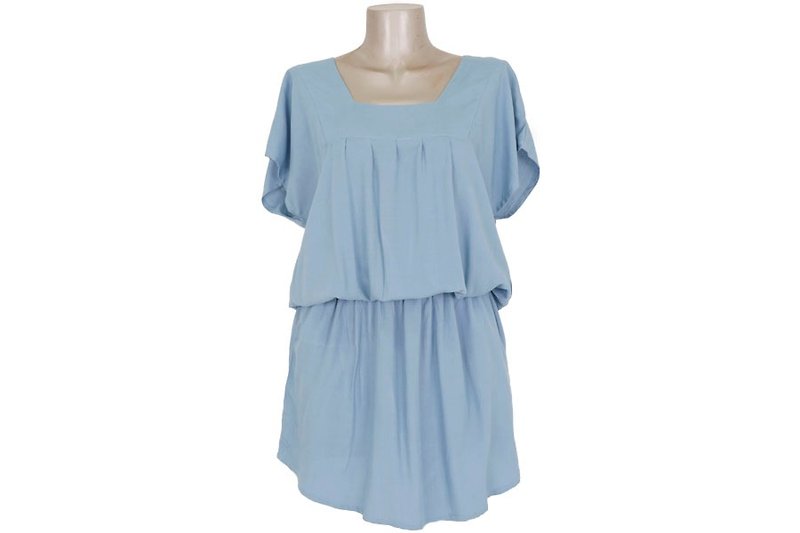 大人のためのエレガントかつキュートなブラウジングワンピース＜ブルー＞ - 連身裙 - 其他材質 藍色