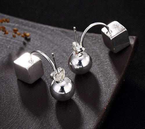 garyjewelry Real 925 Sterling Silver Women Simple Fashion Stud Earrings Dual-use Ball
