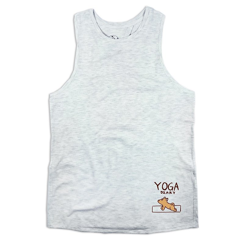 AKUMA YOGA-back split vest-Shiba Inu Yuki-yoga diary - Women's T-Shirts - Other Materials White