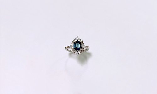 小王子星球 斯里蘭卡 深藍色尖晶戒指 925純銀 手工鑲嵌