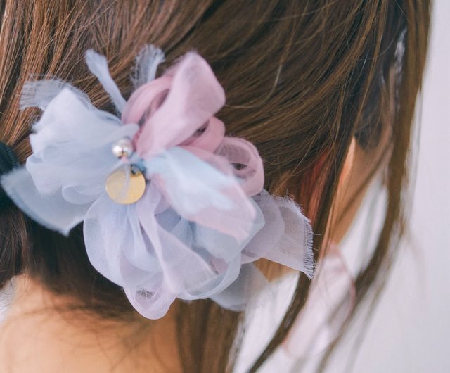 mini | アジサイ | 彩る咲き編みバレッタ/ヘアクリップ - ショップ