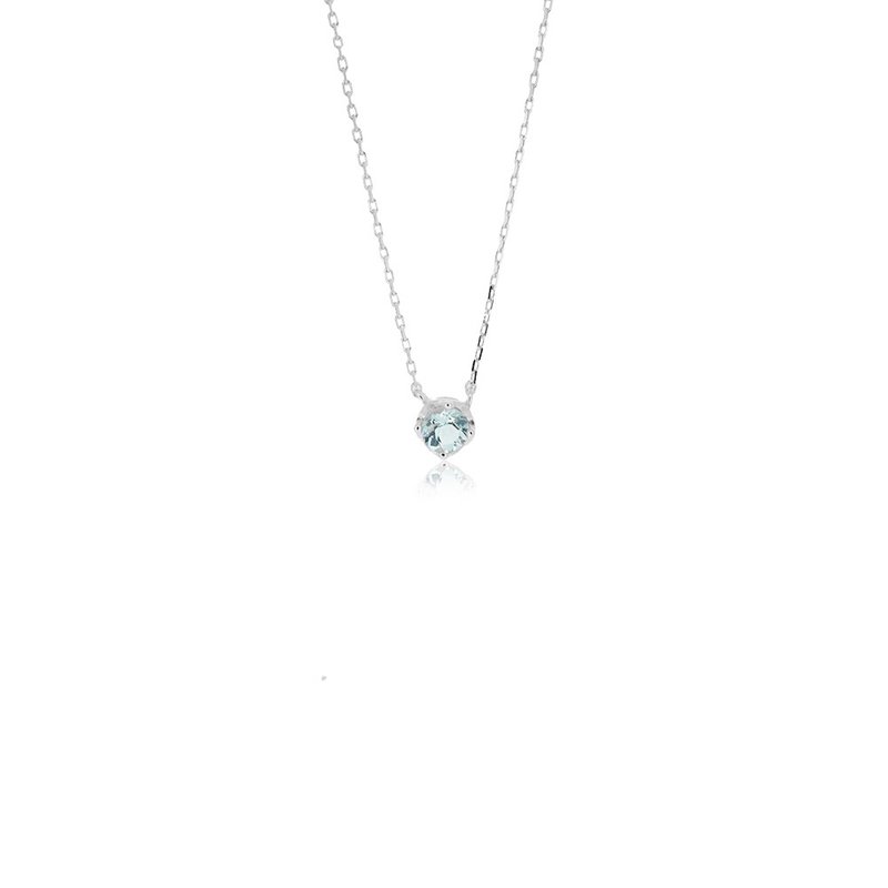 AQUAMARINE 925 SILVER NECKLACE( SILVER/ ROSE GOLD ) | BIRTHSTONE OF MARCH - สร้อยคอ - เครื่องเพชรพลอย สีน้ำเงิน