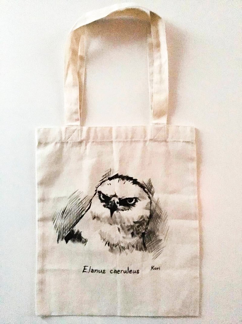 純粋な手塗りの鳥の綿のショッピングバッグ‧黒と白のワシのイーグル - トート・ハンドバッグ - コットン・麻 