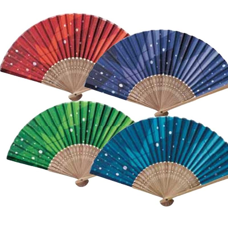 Cooling fan, authentic fan, made of bamboo, compact, set of 4pcs - Other - Bamboo Multicolor