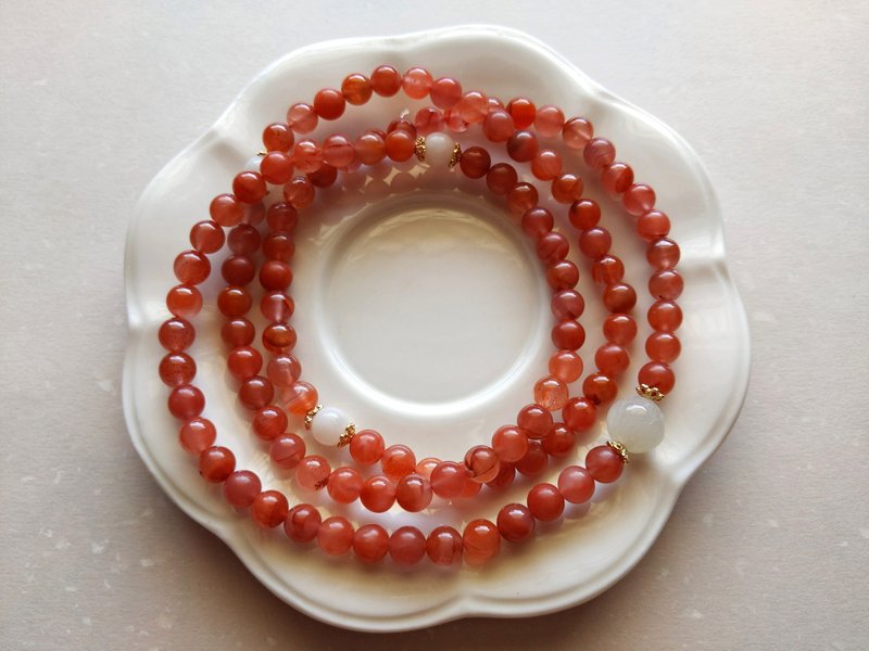 ORLI Jewelry 天然南紅瑪瑙108顆念珠 櫻桃紅108顆佛珠 多圈手鍊 - 手鍊/手環 - 寶石 紅色