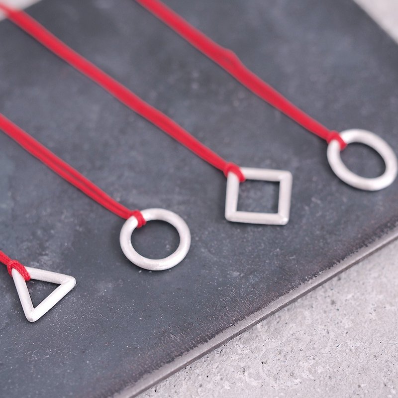 Red Shape String Men's Necklace Silver 925 - สร้อยคอ - โลหะ สีแดง