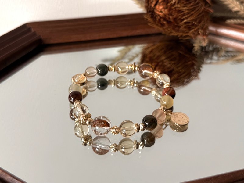 Ode to Autumn Leaves/14K Gold Natural Crystal Energy Bracelet/Customized Gift - สร้อยข้อมือ - คริสตัล 