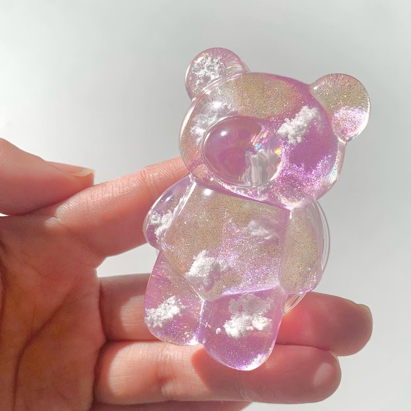 Pink Glitter Cloud Bear Smartphone Grip - Phone Accessories - Resin Pink