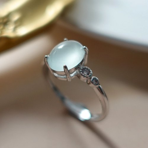 NOW jewelry 大海的信使 天然海水藍寶 稀有貓眼效應 水潤透亮 純銀戒 訂製款
