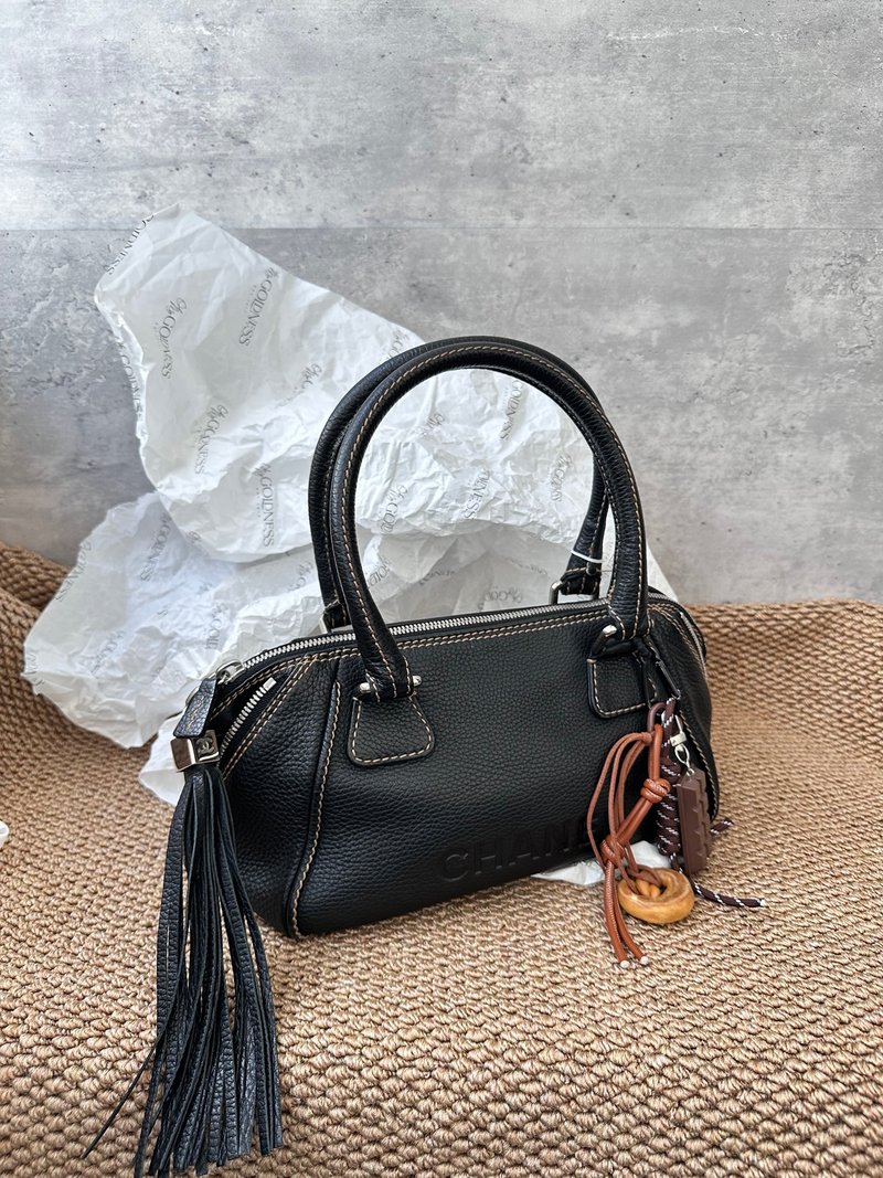 中古包 Chanel 香奈兒 骰仔流蘇Hobo包 - 手提包/手提袋 - 真皮 黑色