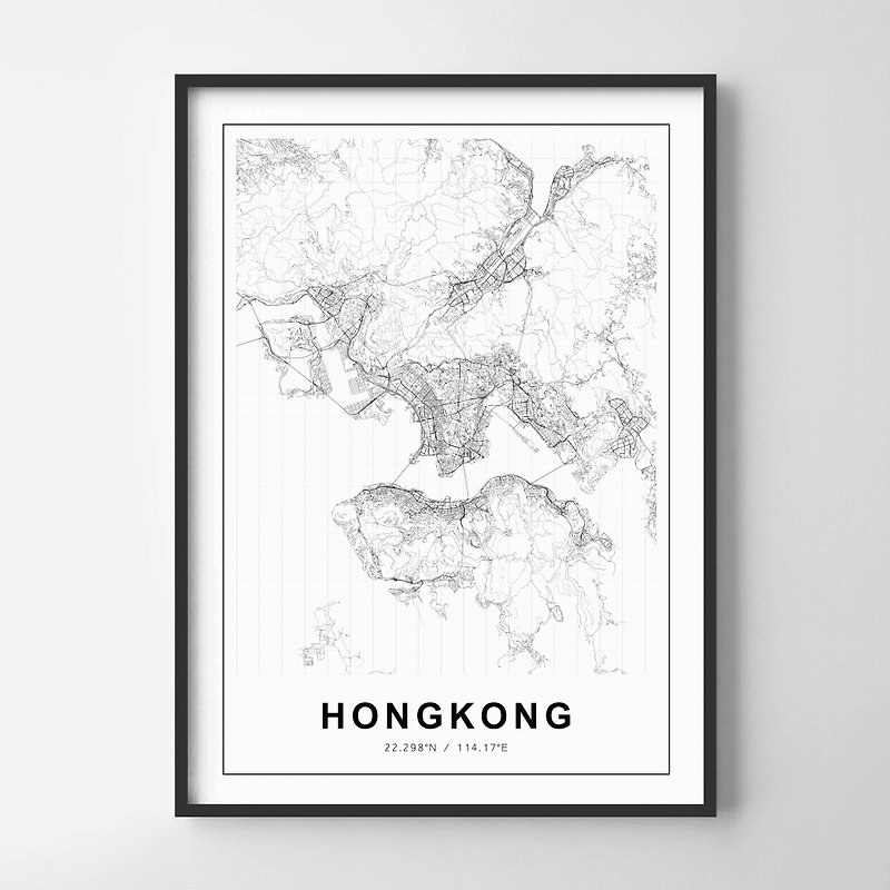 香港 地圖 畫 佈置 擺飾 臥室 浴室 餐廳 咖啡廳 - 掛牆畫/海報 - 紙 