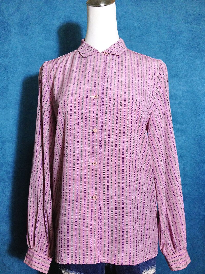 Ping-pong vintage [vintage shirt / vintage pastel long-sleeved shirt line] abroad back VINTAGE - เสื้อเชิ้ตผู้หญิง - เส้นใยสังเคราะห์ สึชมพู