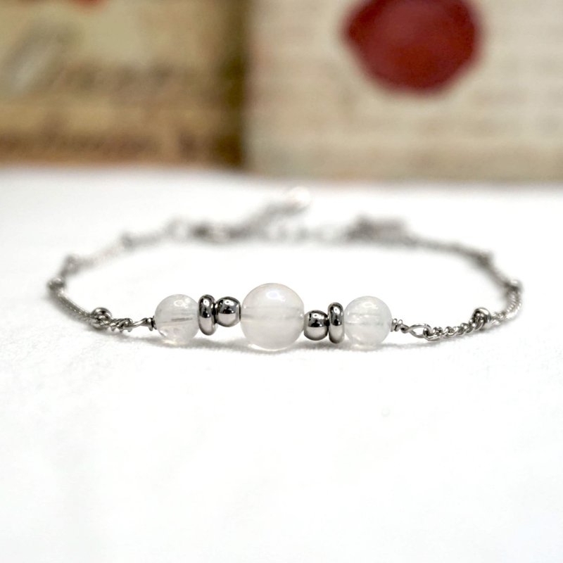 ll modomodo birthstone bracelet ll June birthstone - Moonstone Moonstone steel bracelet - Bracelets - Semi-Precious Stones White