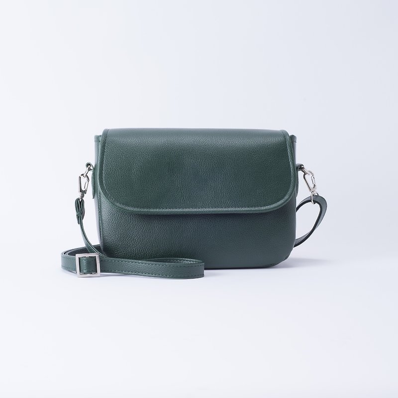 Round Round Side Backpack Dark Green / Dark Green - Messenger Bags & Sling Bags - Faux Leather Green
