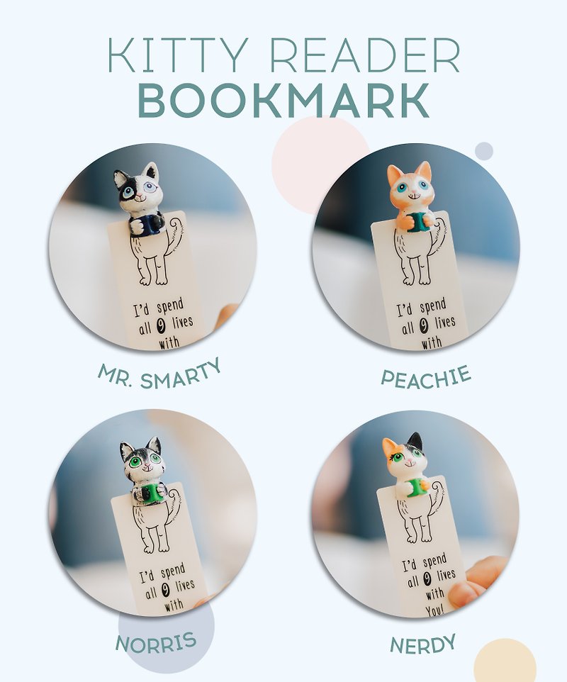 Cat Bookmark handmade stationery gift - 書籤 - 黏土 