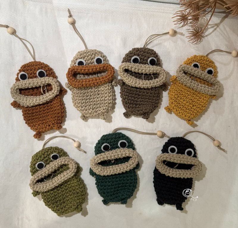 阿怪編織鑰匙包/手作/編織 - 鎖匙扣/鎖匙包 - 棉．麻 