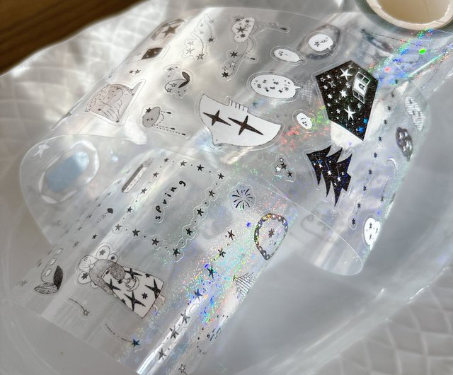 星がしゃべる、合成紙ペット、両面透明スターグリッターフィルム