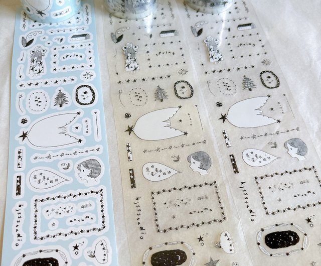 ダイカット、PET 、グリッター　ロールシール色々 星がしゃべる、合成紙ペット、両面透明スターグリッターフィルム
