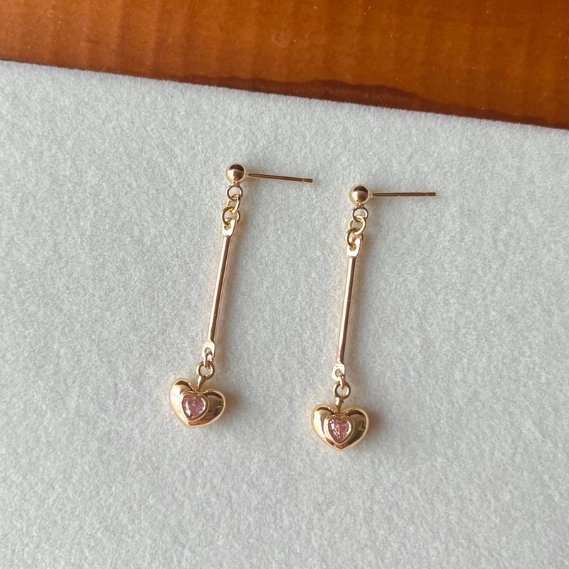 14K gold-filled pink small love acacia earrings and Clip-On 14KGF - ต่างหู - โลหะ สึชมพู